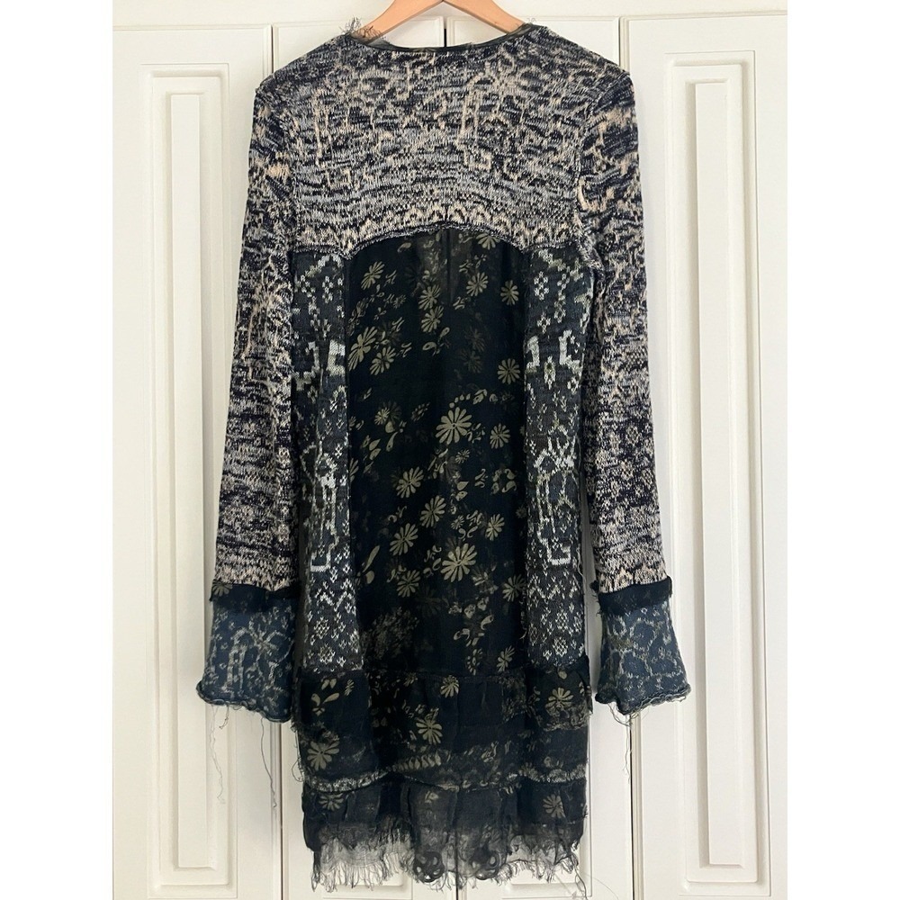 Free People Caspia Ruffled Cotton Blend Lightweight Cardigan Sweater Size Small - Picture 4 of 7